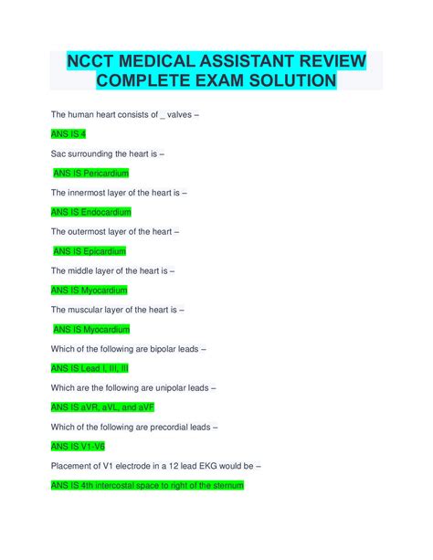 ncct review for medical assistant